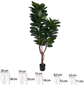 Planta Artificial Arvore Ficus Elastica Real Toque Pu C/Pote X79 Verde 1,8m